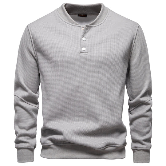Herren Langarm-Pullover mit Knopfleiste und strukturiertem Gewebe EB