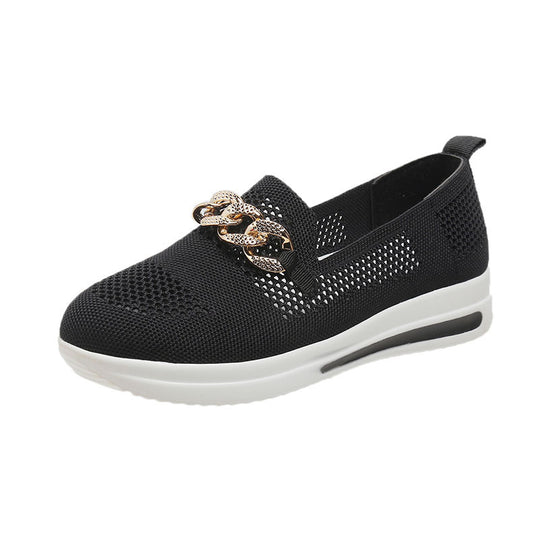 Damen Atmungsaktive Slip-On Sneakers mit modischem Ketten-Detail EB