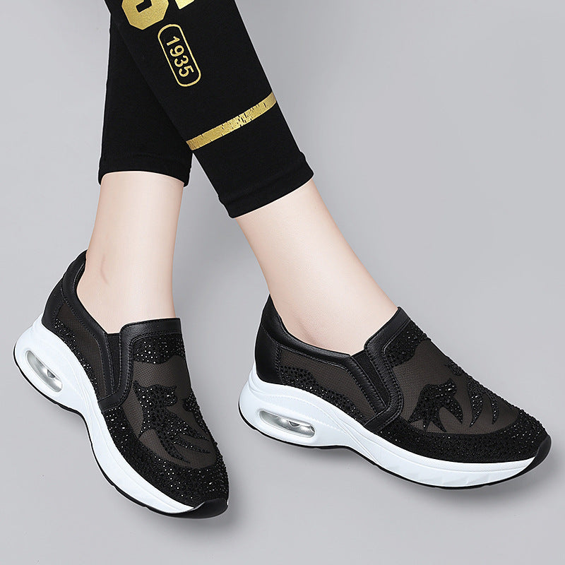 Damen Modische Mesh-Sneakers mit Glitzerakzenten EB