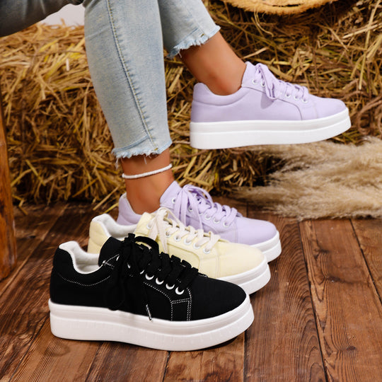 Damen modische Plateau-Sneaker mit atmungsaktivem Obermaterial EB