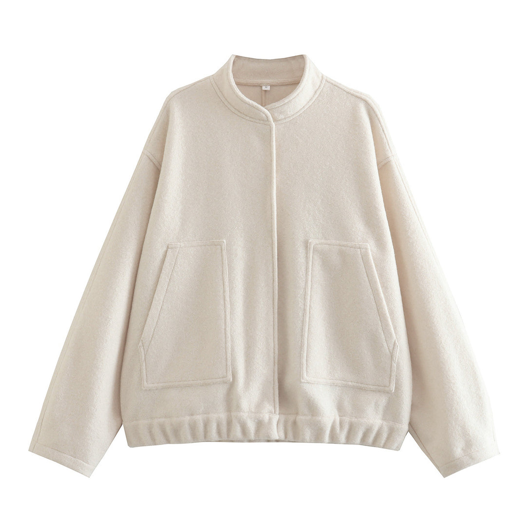Damen Oversized Wolljacke im schlichten Design EB