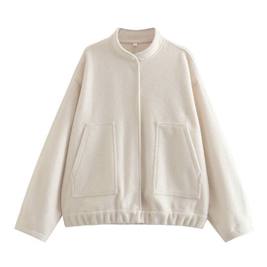Damen Oversized Wolljacke im schlichten Design EB