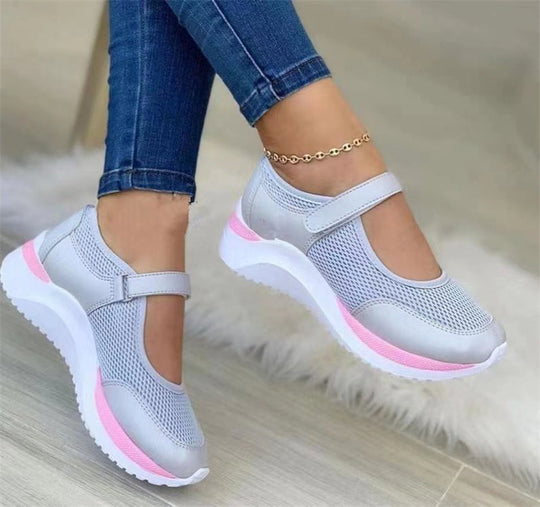 Damen Sneakers mit verstellbarem Klettverschluss und atmungsaktivem Mesh-Obermaterial EB