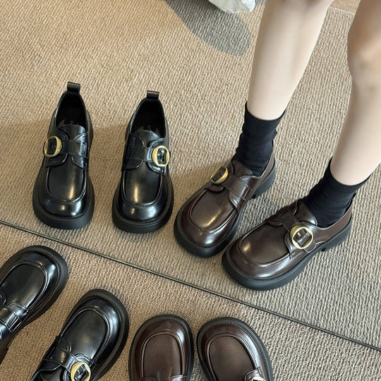 Damen elegante Loafers mit dekorativem Schnallenverschluss und rutschfester Sohle EB