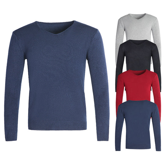 Herren nan feiner V-Ausschnitt-Pullover aus Baumwoll-Merino-Mix mit schmaler Silhouette EB
