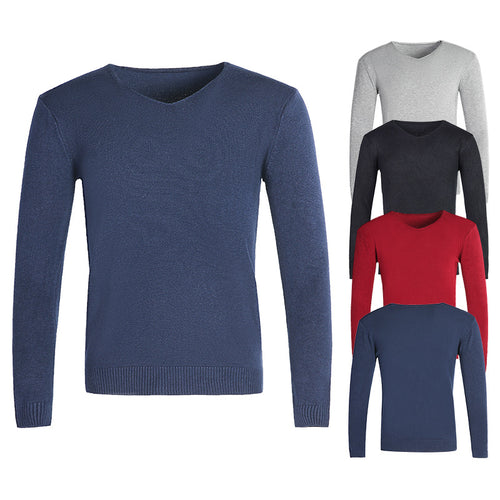 Herren nan feiner V-Ausschnitt-Pullover aus Baumwoll-Merino-Mix mit schmaler Silhouette EB