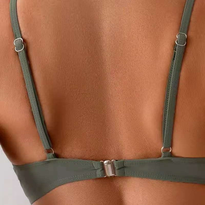 Damen Hochtailliertes Bikini-Set mit elegantem Wickeldesign EB