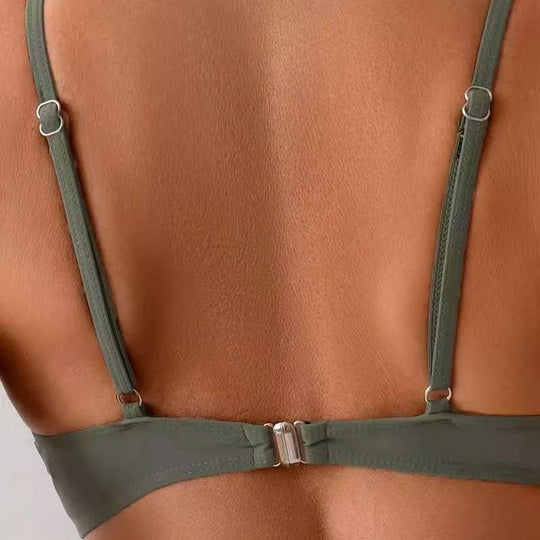 Damen Hochtailliertes Bikini-Set mit elegantem Wickeldesign EB