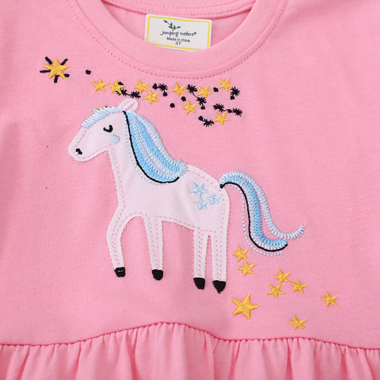 Mädchen Kurzarm Kleid mit bezauberndem Einhorn-Design EB