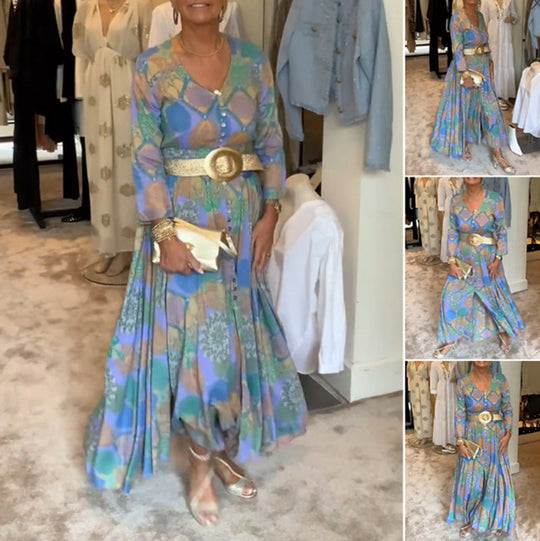 Damen Maxikleid mit einzigartigem Mustermix Heidi-Mode