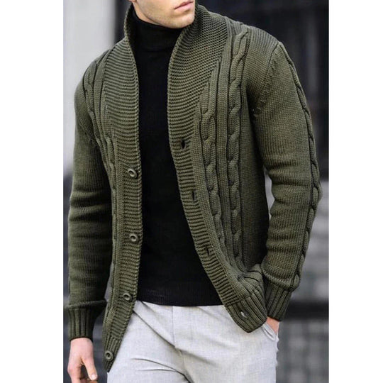 Herren Strickjacke mit Kabelmuster und Schalkragen EB