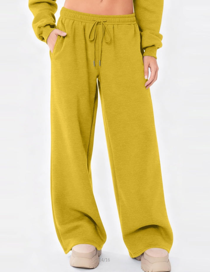 Damen nan weite Loungehose mit hohem Komfortbund, elastischem Tunnelzug und seitlichen Eingrifftaschen EB