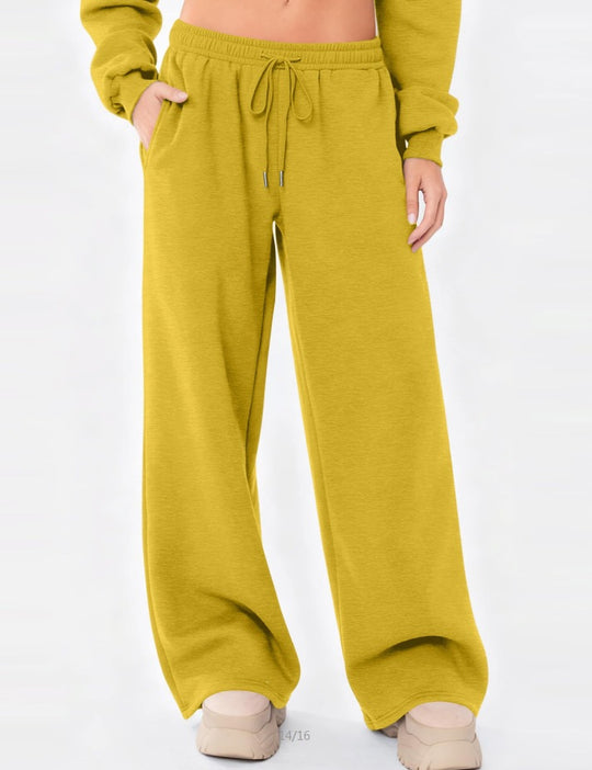 Damen nan weite Loungehose mit hohem Komfortbund, elastischem Tunnelzug und seitlichen Eingrifftaschen EB