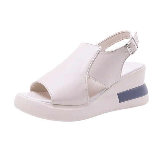 Damen Bequeme und elegante Plateau-Sandaletten mit offener Zehenpartie EB