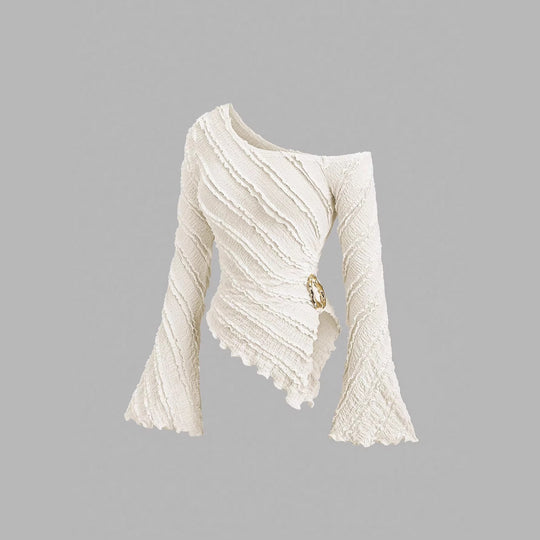 Damen asymmetrisches Oberteil mit strukturiertem Design und Wickelverschluss EB
