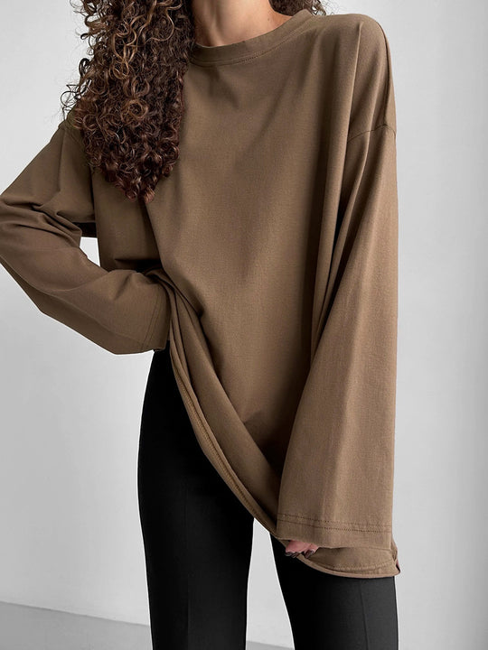 Damen Oversize Langarmshirt mit hohem Kragen EB