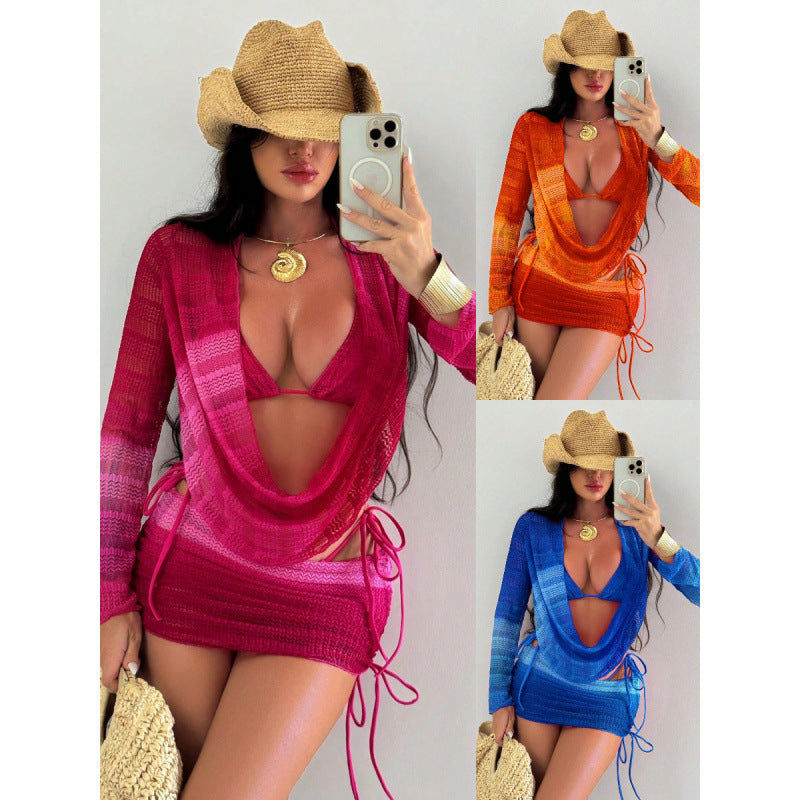 Damen Strandkleid mit Raffung und attraktivem V-Ausschnitt EB