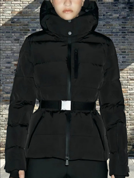 Damen winterliche Funktionsjacke mit hohem Kragen und elastischem Gürtel EB