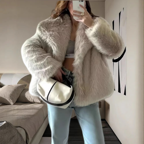 Damen kuschelige Pelzjacke EB