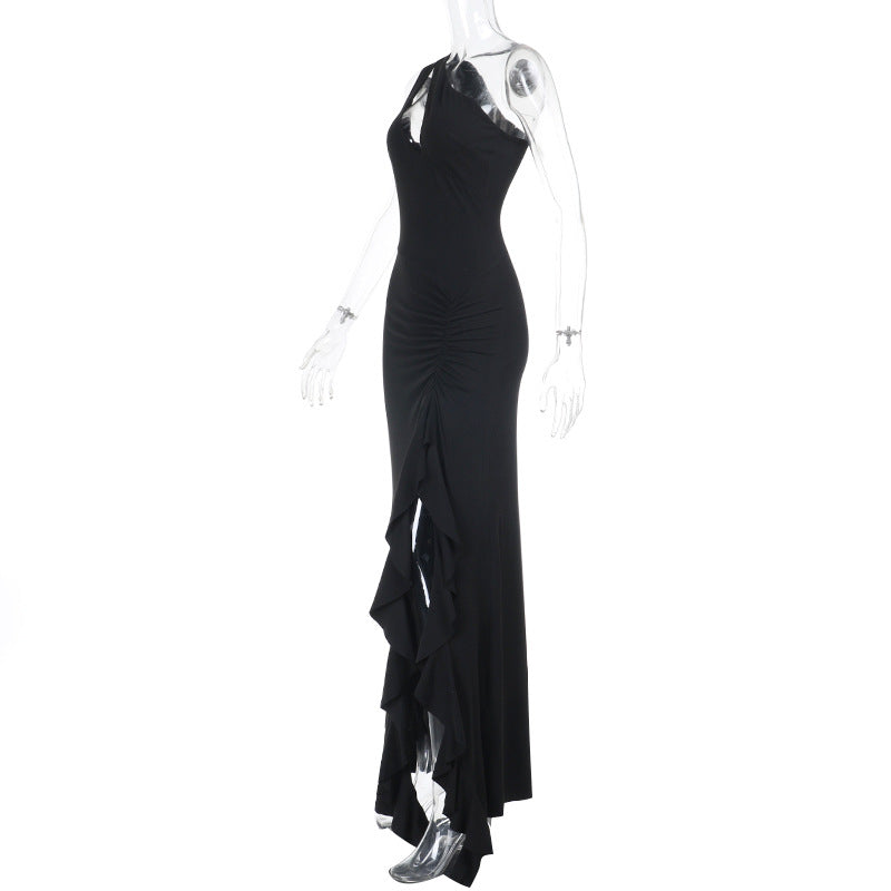 Damen Elegantes Maxikleid mit asymmetrischem Schnitt und Raffung EB