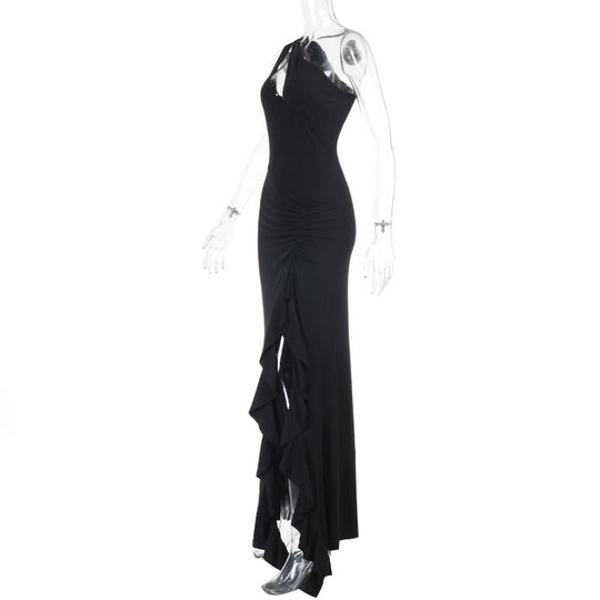 Damen Elegantes Maxikleid mit asymmetrischem Schnitt und Raffung EB
