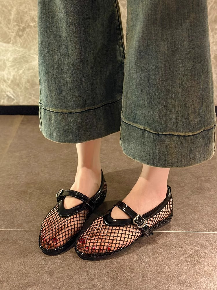 Damen elegante Ballerinas mit Netzdesign EB