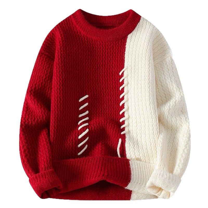 Unisex nan strukturierter Oversize-Strickpullover mit Zopfmuster und dekorativer Steppnaht EB