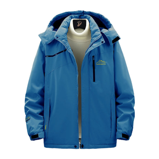 Herren wasserdichter isolierter Outdoorparka mit abnehmbarer Kapuze, Thermofutter und verdeckten Reißverschlusstaschen EB