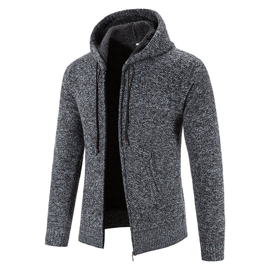 Herren Strickjacke mit moderner Kapuze und strukturiertem Design EB