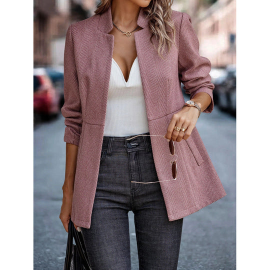Damen modischer gesteppter Blazer mit lässigem Schnitt und eleganter Kragenform EB