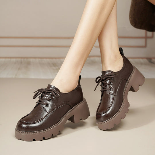 Damen Trendige Schnürschuhe mit robustem Blockabsatz und modischem Obermaterial EB