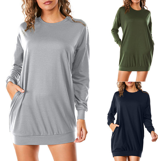 Damen Sweatkleid mit praktischen Taschen und lässigem Schnitt EB