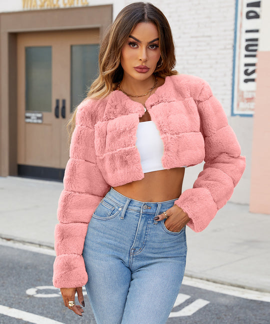 Damen Kuschelige Shortjacke mit gestepptem Design EB
