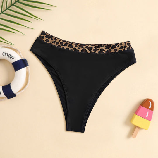 Damen Hochtailliertes Bikini-Unterteil mit modischem Leopardenmuster EB