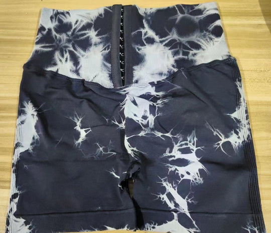 Damen Modische Radlerhosen mit höhenverstellbarem Bund und einzigartigem Batikdesign EB