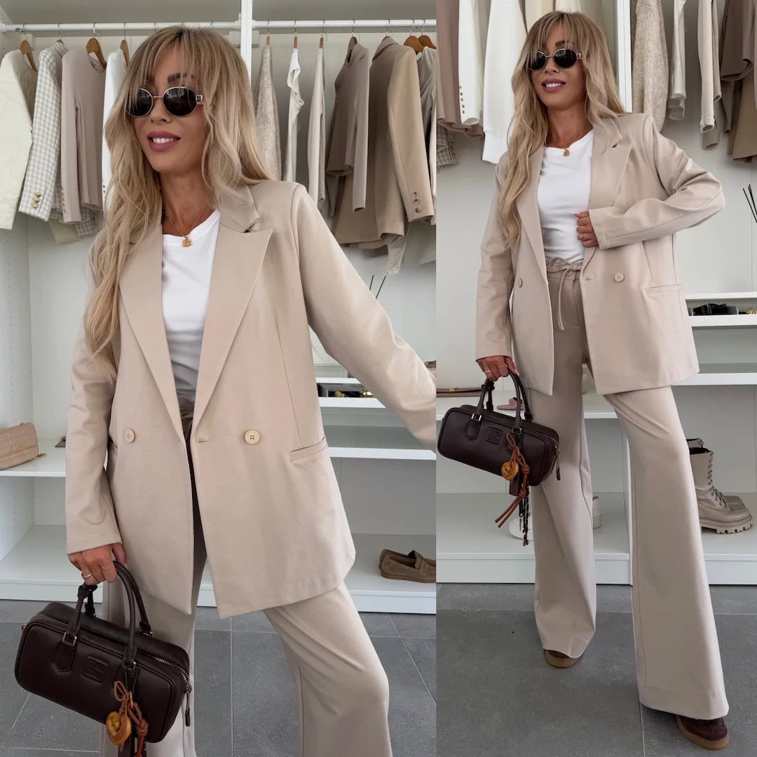 Damen Elegantes Blazer-Set mit weitem Schnitt und schickem Hosen EB