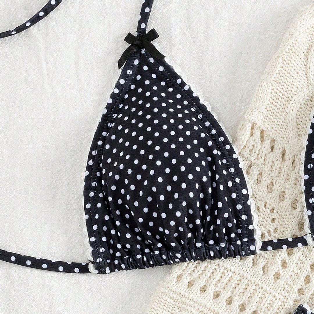 Damen Triangel-Bikini-Set mit verspielten Punkten EB