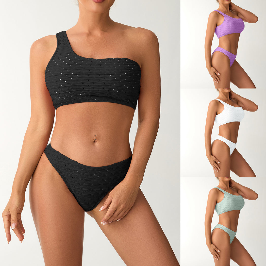 Damen Einseitiger Bandeau-Bikini mit strukturierter Oberfläche EB