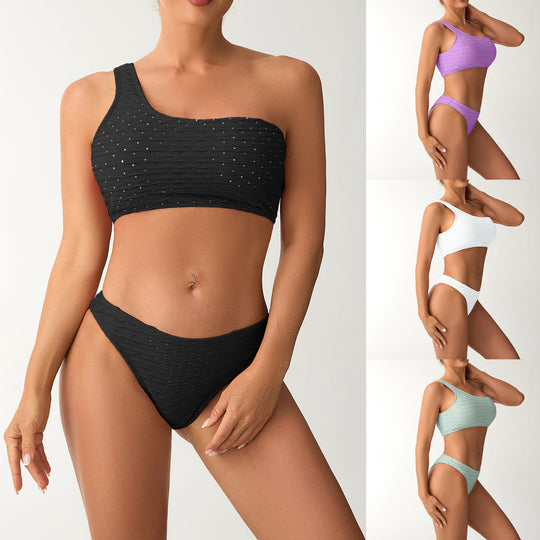 Damen Einseitiger Bandeau-Bikini mit strukturierter Oberfläche EB