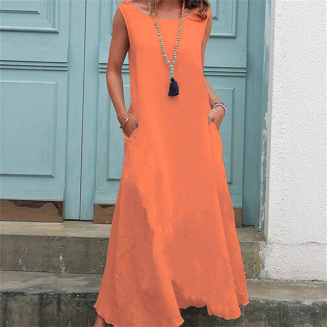 Damen Maxikleid mit praktischen Taschen und fließendem Schnitt EB