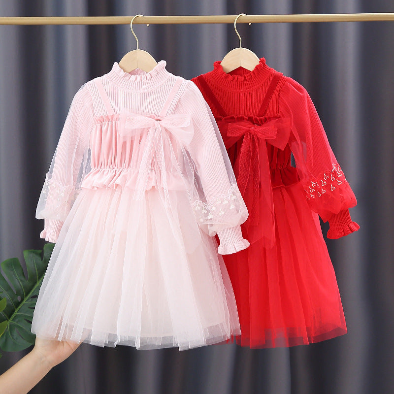 Mädchen festliches Tüllkleid mit Spitzen-Details EB