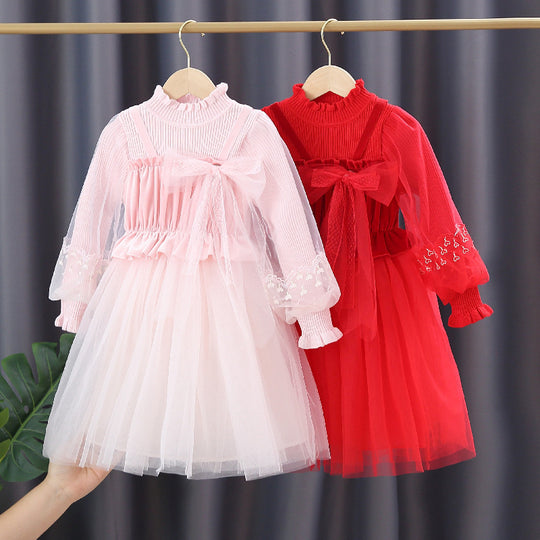 Mädchen festliches Tüllkleid mit Spitzen-Details EB