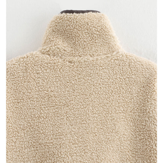 Damen weich gepolsterte Fleecejacke mit hohem Kragen und Knopfverschluss EB