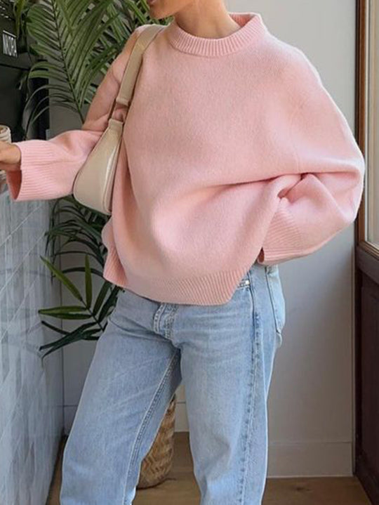 Damen nan oversize Rollkragenpullover mit breitem Rippkragen, voluminösen Ballonärmeln und verlängertem Bündchen EB