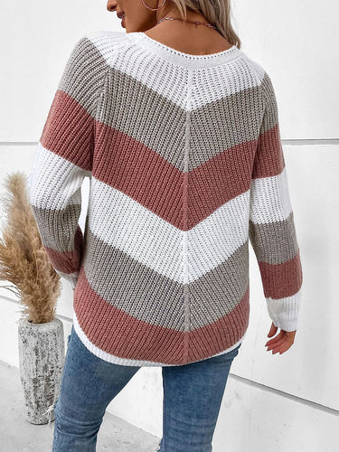 Damen Gemusterter Strickpullover im lässigen Stil EB