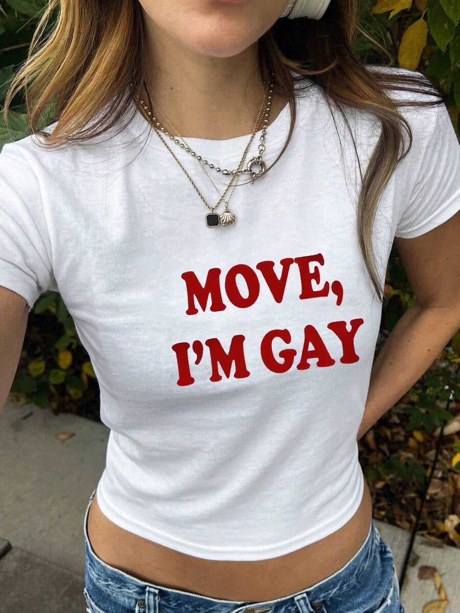 Damen figurbetontes Kurzarm-T-Shirt mit verspieltem Aufdruck EB