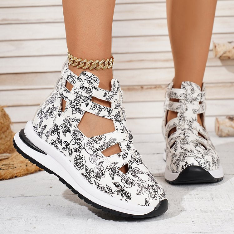 Damen Sportliche Freizeitschuhe mit floralem Design und rutschfester Sohle EB