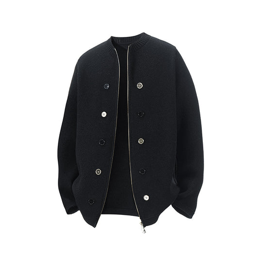 Damen Strickjacke mit hohem Kragen und dezenten Knopfdetails EB