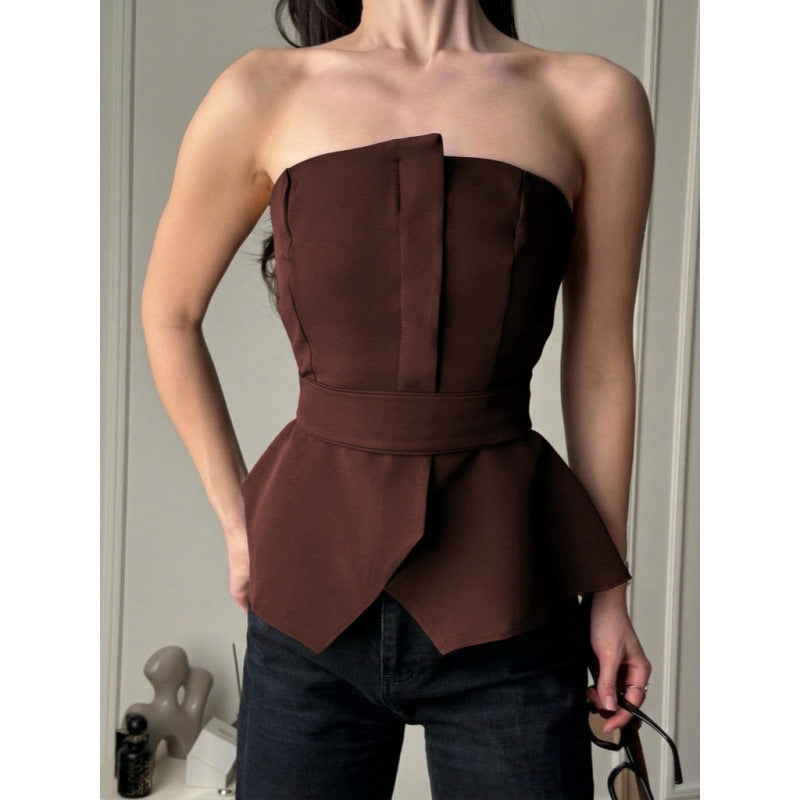 Damen Tailliertes Oberteil mit strukturiertem Design und schicker Rüsche EB