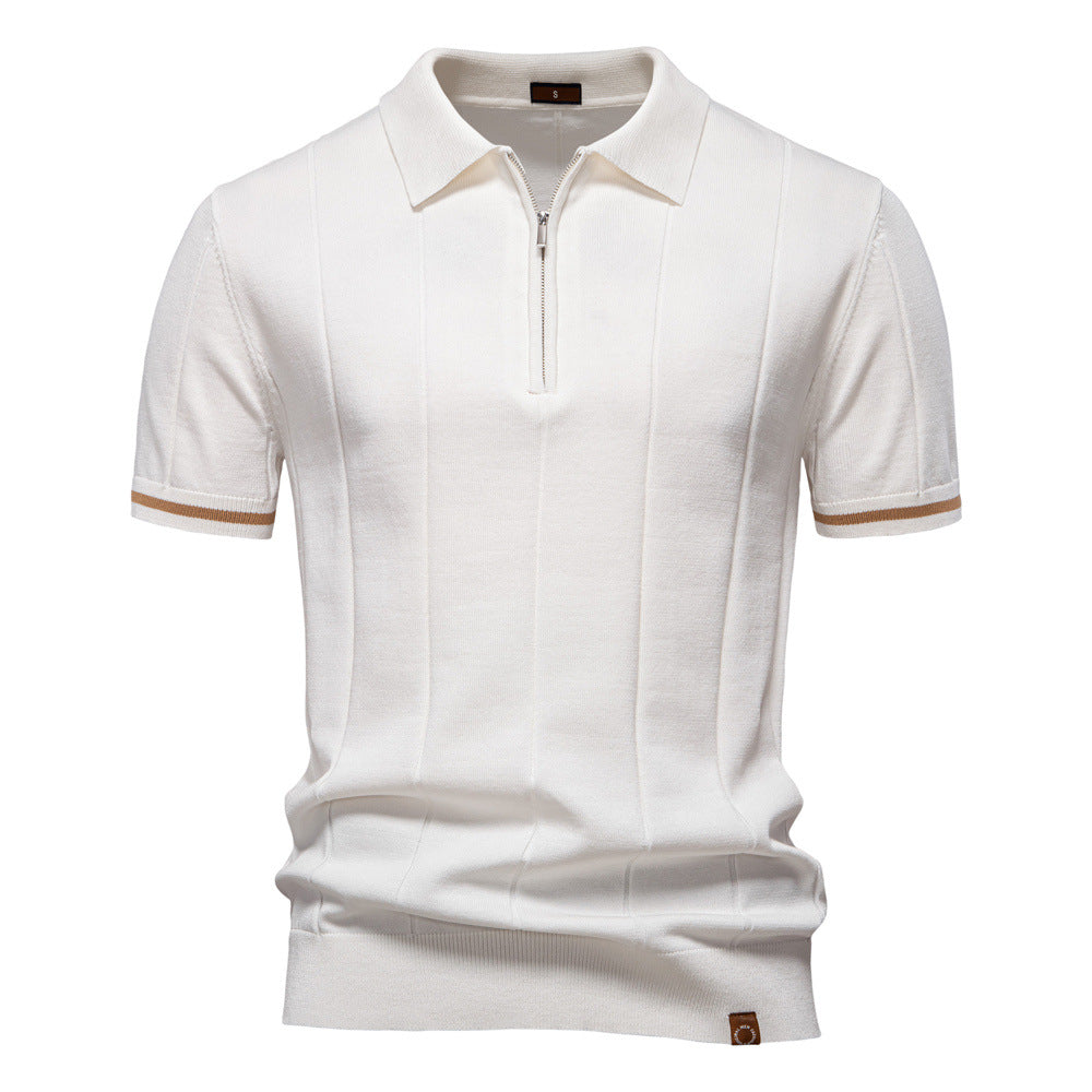 Herren Polohemd mit kurzer Knopfleiste und strukturiertem Design EB